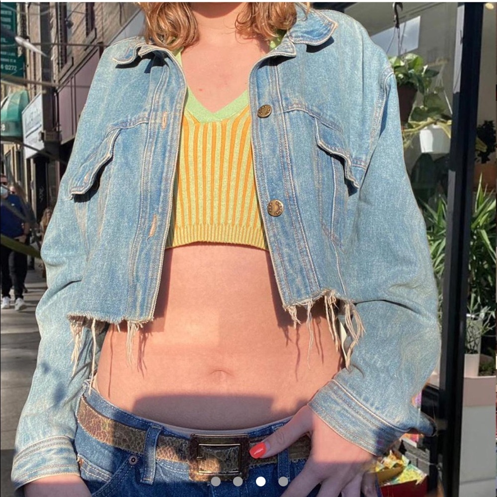 Vintage cropped denim jacket size m, medium wash